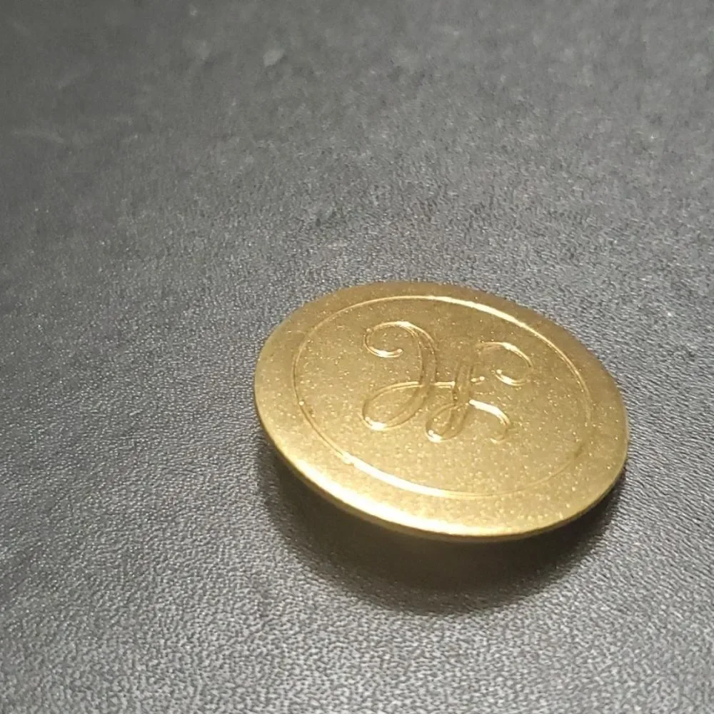 Gold tone H brooch round circular vintage